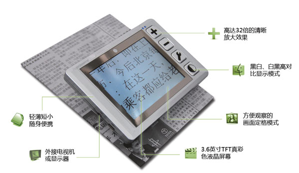 瑞傑瓏(R)3.6寸手持式電子助視器