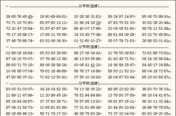 隨機數表