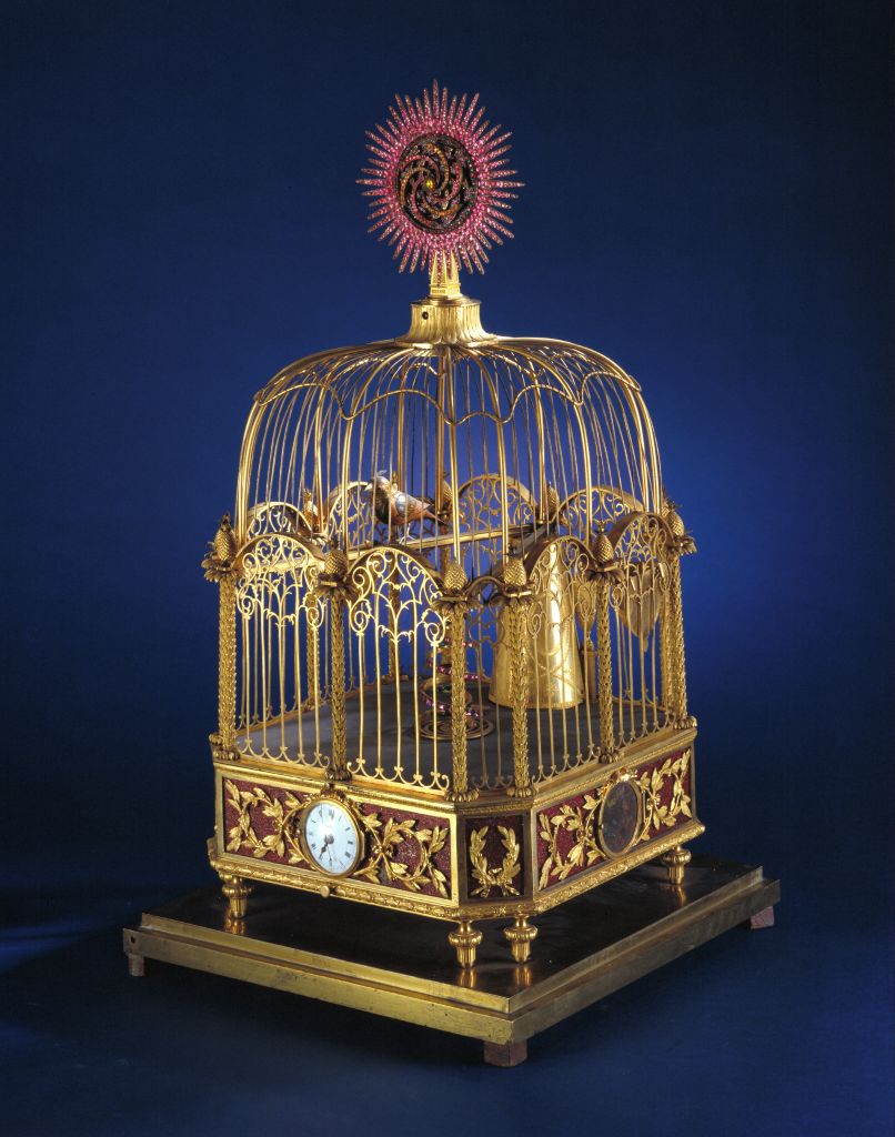 18世紀銅鍍金轉花自鳴過枝雀籠鐘