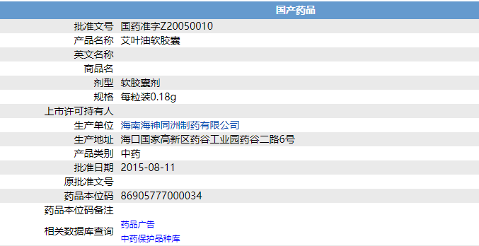 艾葉油軟膠囊