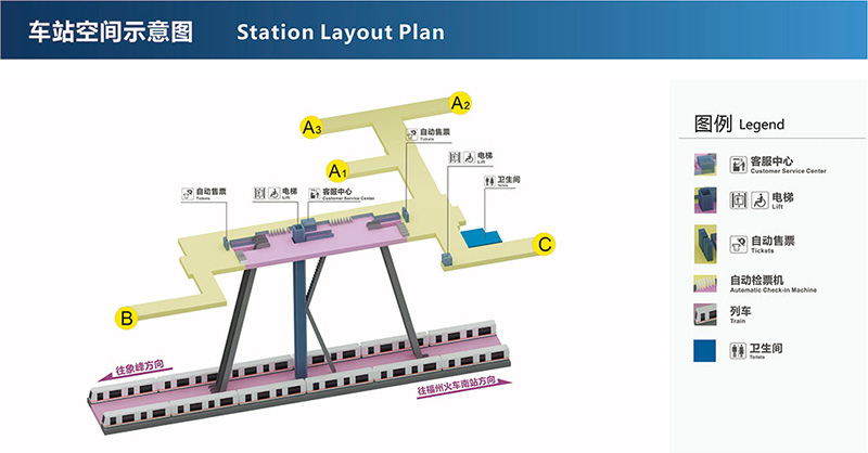 臚雷站車站空間示意圖
