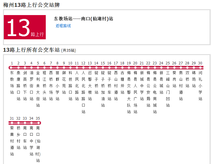 梅州公交13路