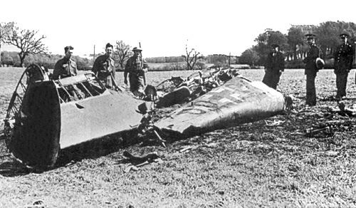 赫斯所駕駛飛機墜落後的殘骸