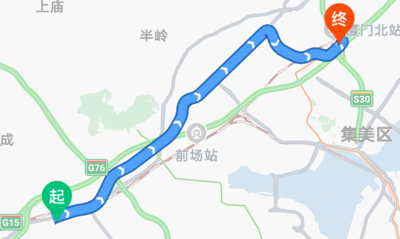 廈漳城際公交980路（廈門公交）下行路線路（漳州公交為上行）