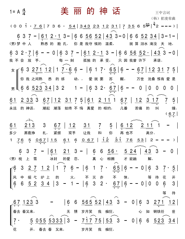 美麗的神話(成龍、金喜善演唱歌曲)