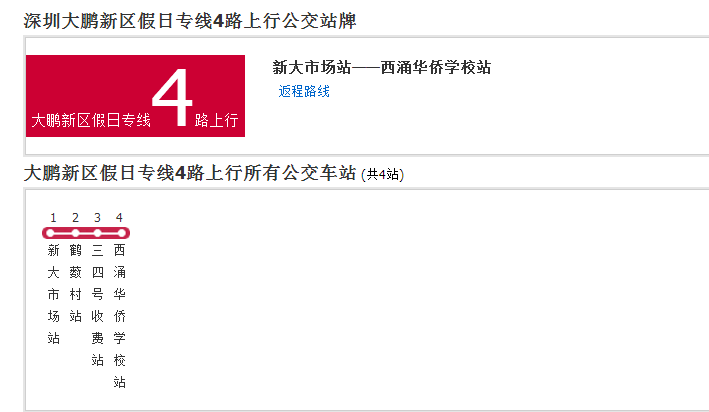 深圳公交大鵬新區假日專線4路