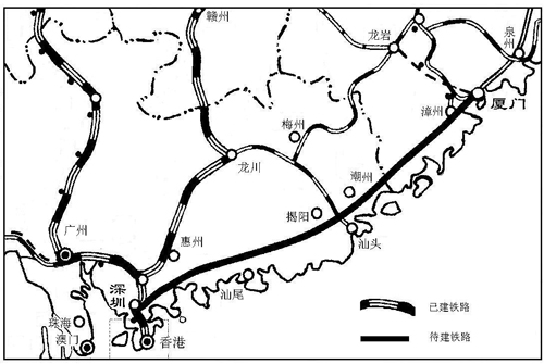 廈深鐵路規劃圖