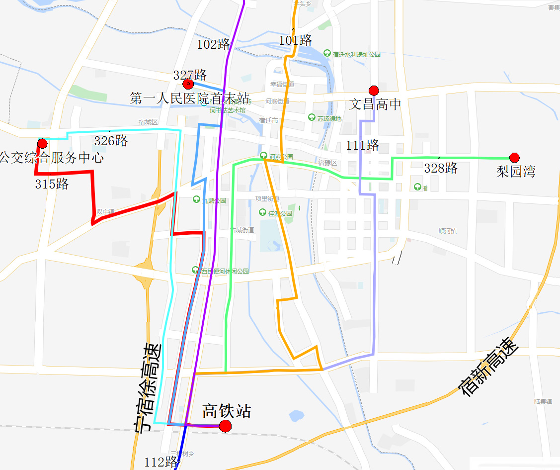 宿遷公交112路走向示意圖