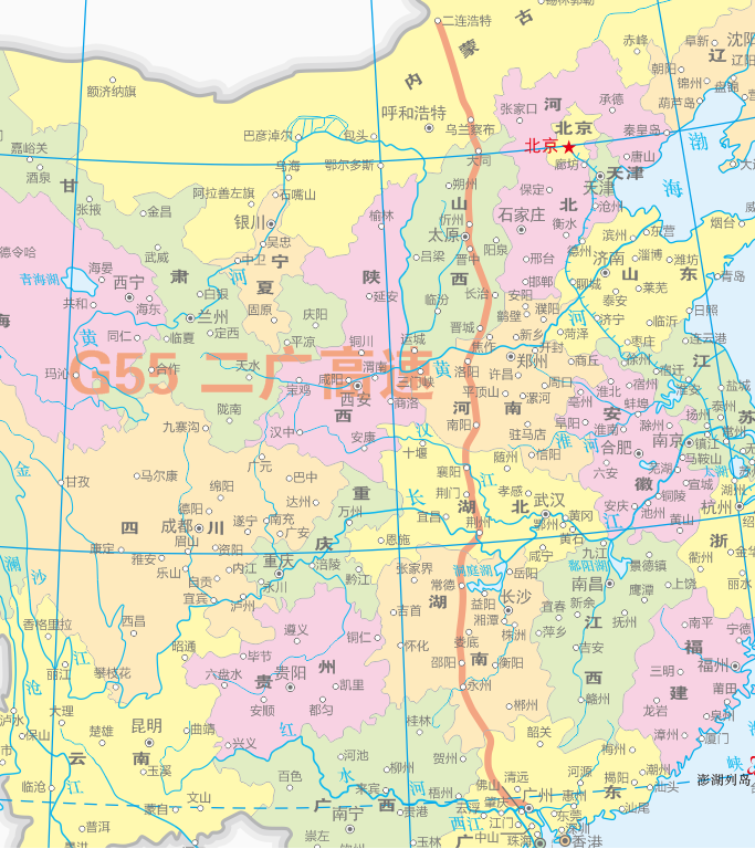 二廣高速公路走向略圖