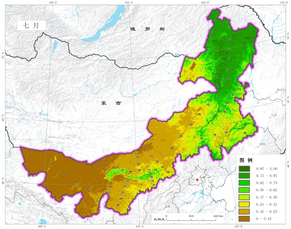 內蒙古2009年7月植被指數