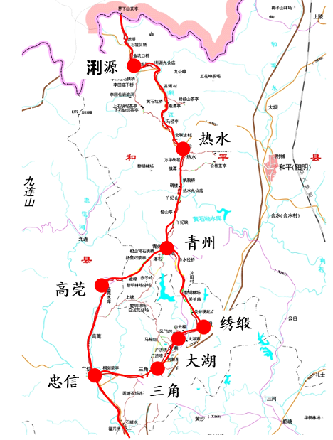 粵贛古道主道北段路線圖