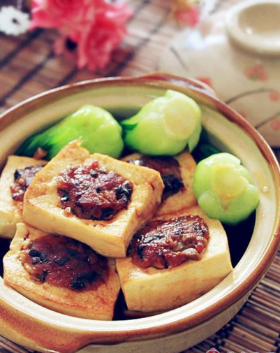 香菇肉末蒸釀豆腐