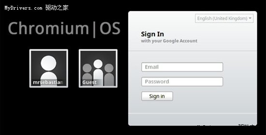Chrome OS登入界面