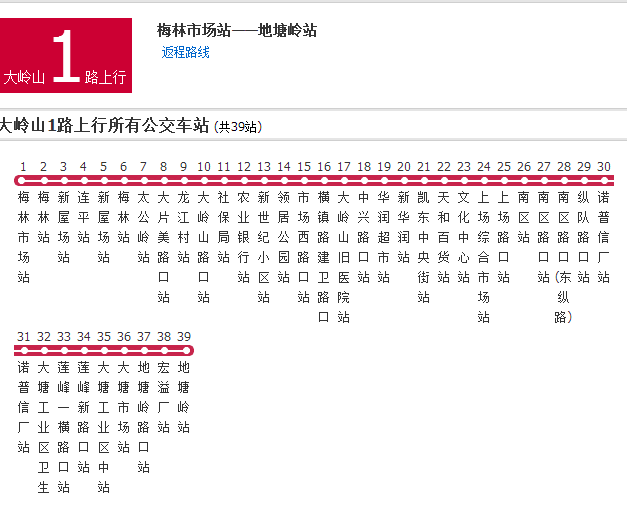 大嶺山公交1路