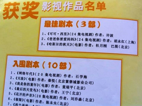 哈斯爾的秋天榮獲最佳電影劇本同獲最高獎金