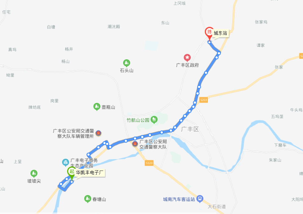 上饒公交廣豐607路下行路線