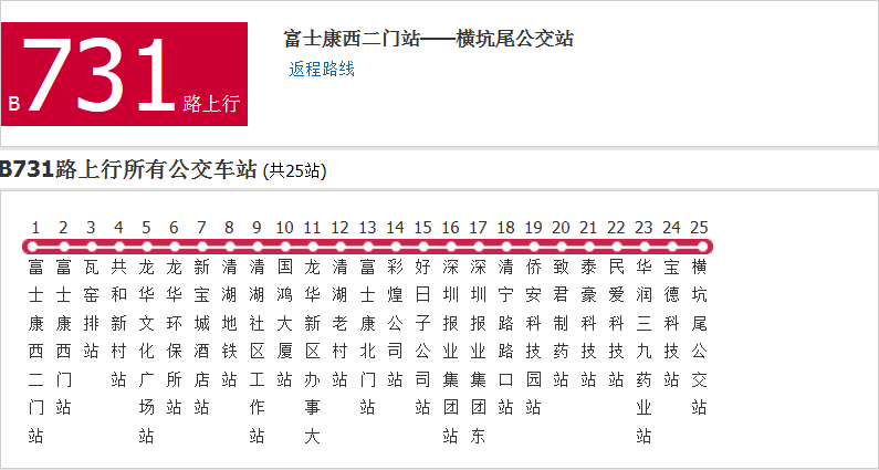 深圳公交B731路