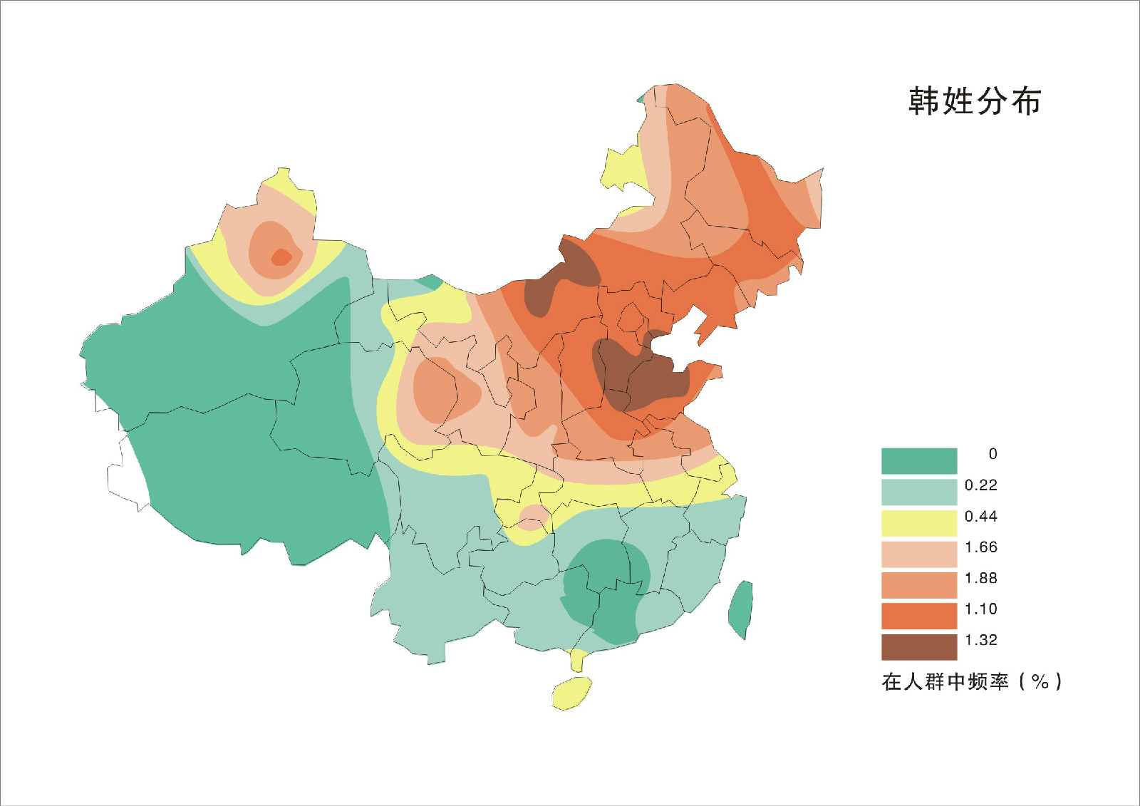 韓姓人口分布