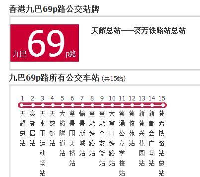 香港公交九巴69p路