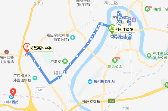 梅州公交73路線路走向圖