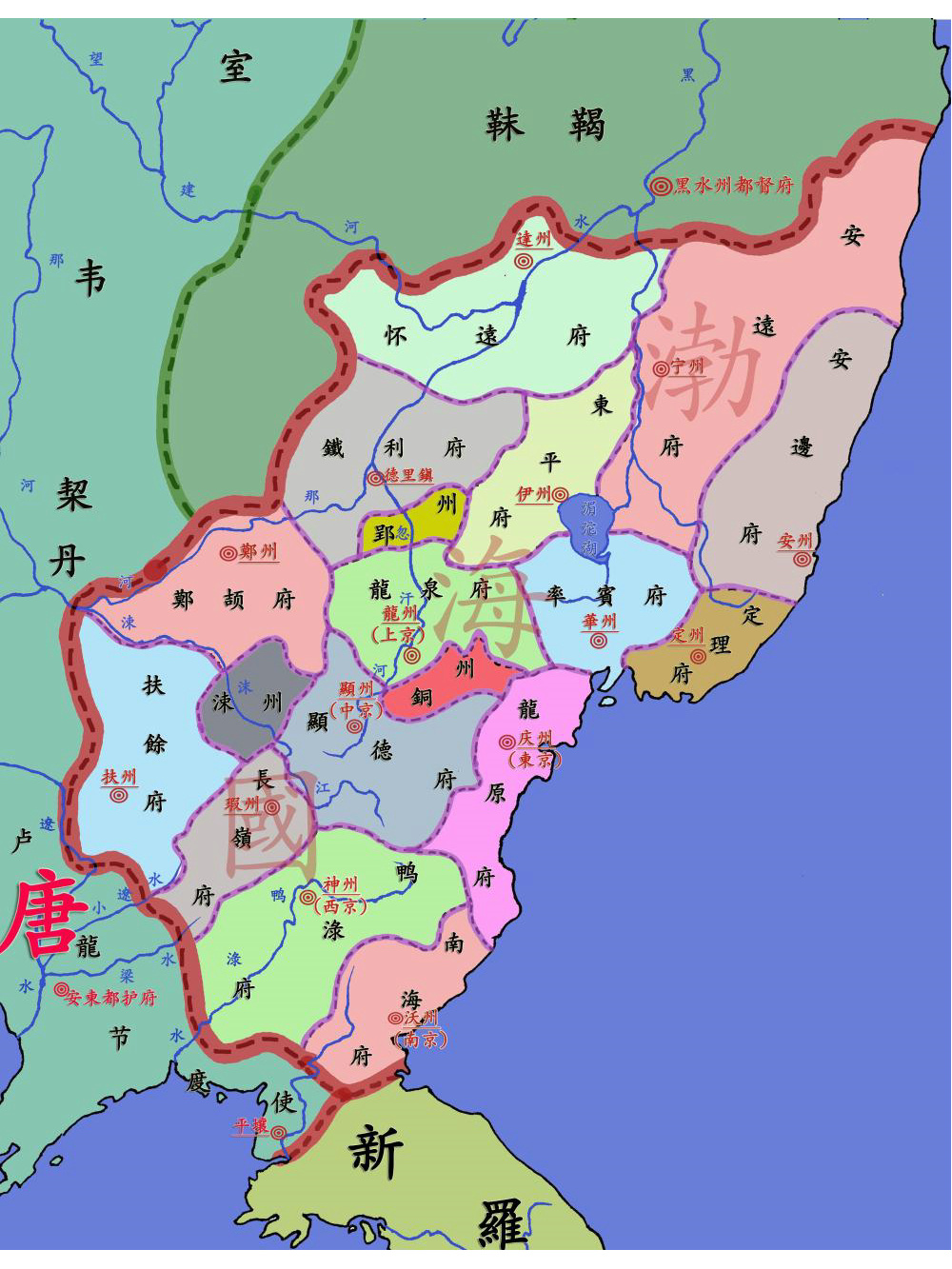 渤海國地圖示意