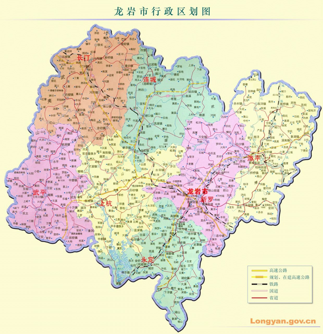 龍巖市行政區劃圖