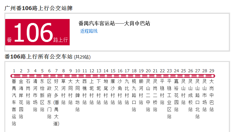 廣州公交番106路