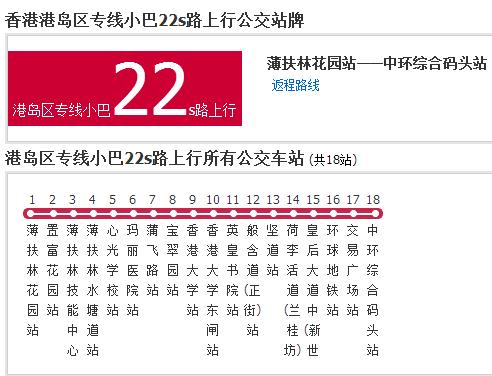 香港公交港島區專線小巴22s路