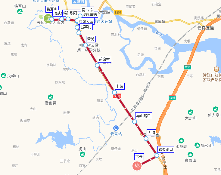 雲霄公交5路上行路線圖