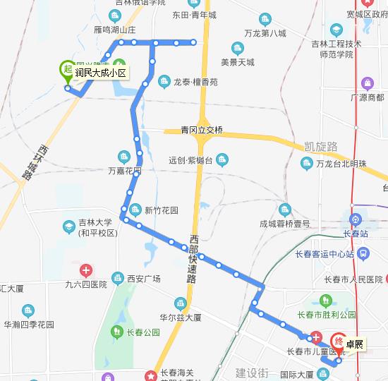 長春公交145路B線-線路走向圖