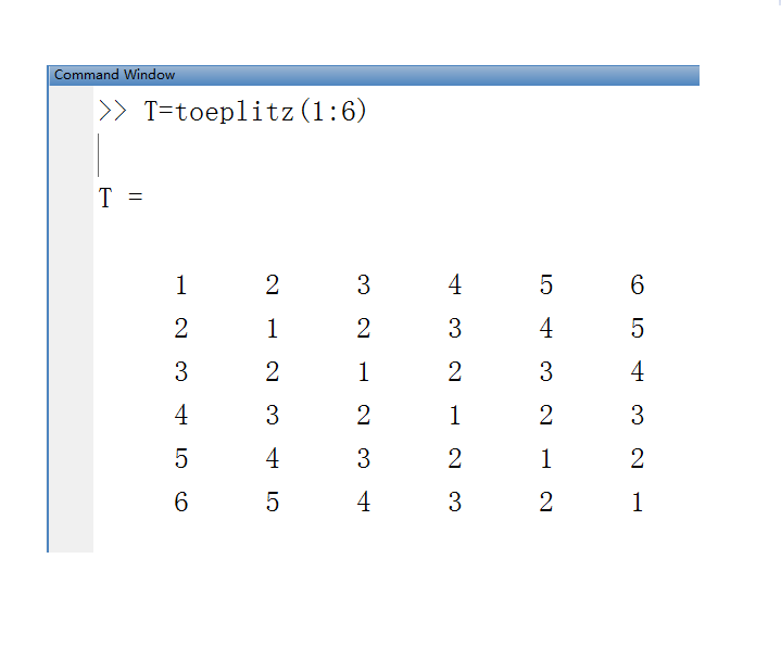 matlab中生成toeplitz矩陣