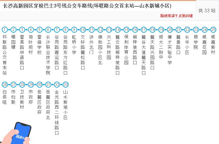 長沙公交高新園區穿梭巴士3號線