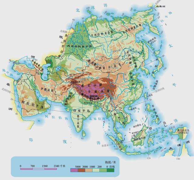 亞洲地勢