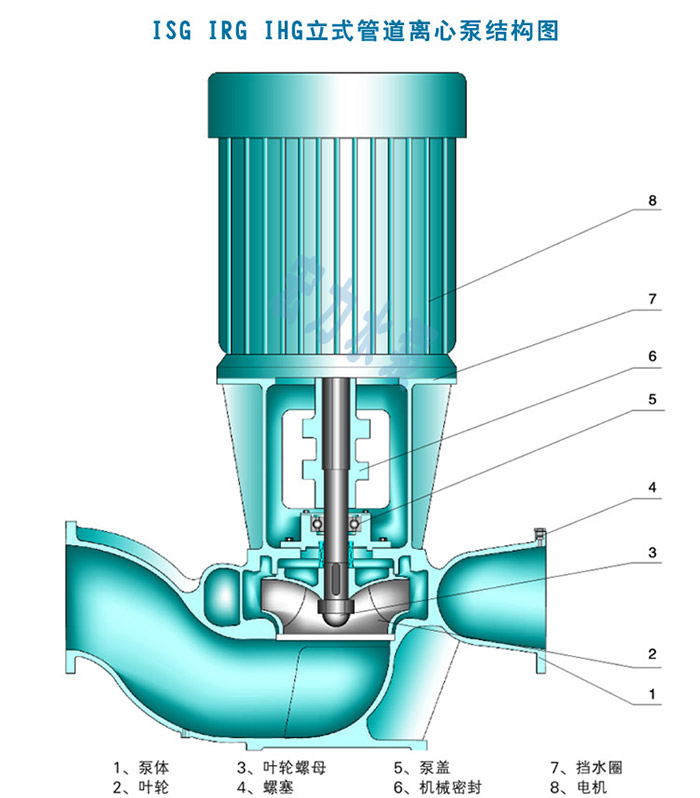ISGD立式單級單吸離心泵結構圖