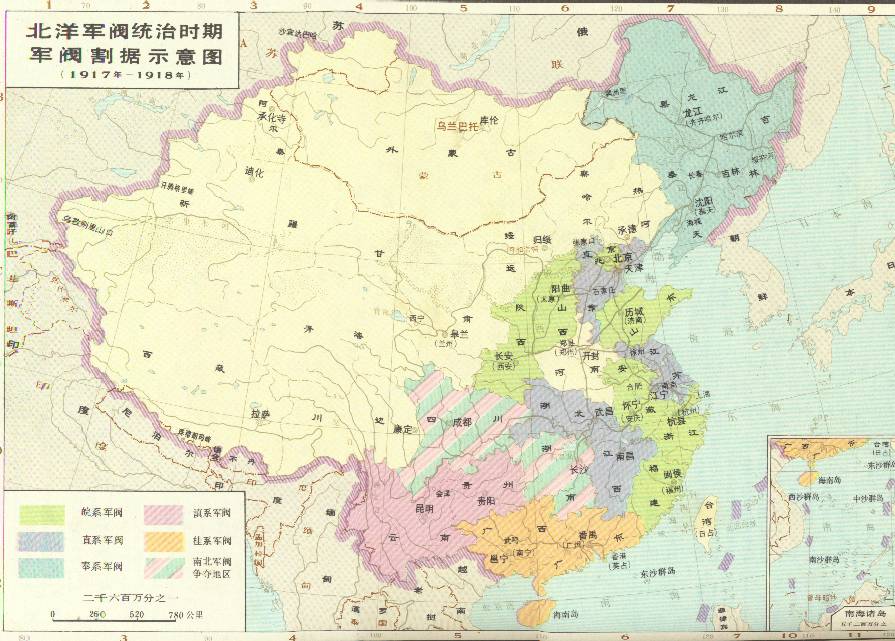 1918年軍閥割據圖