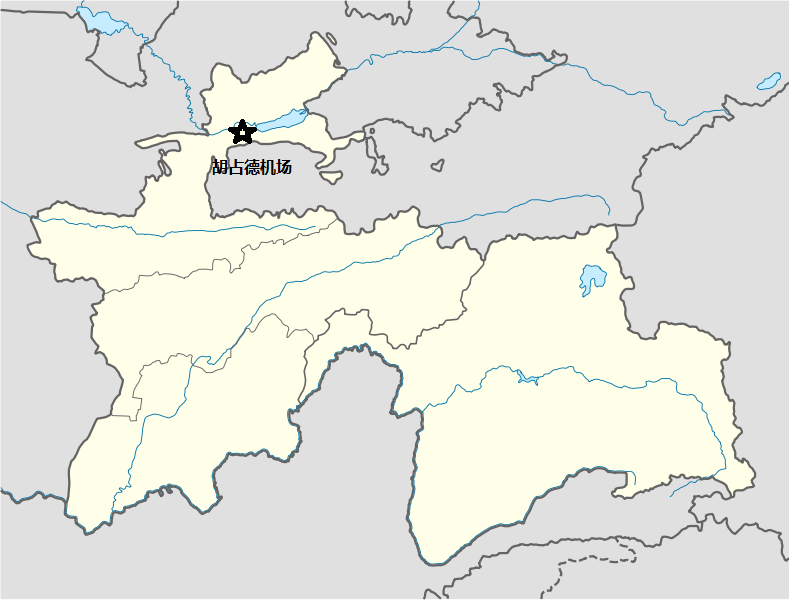 胡占德機場在塔吉克斯坦的位置