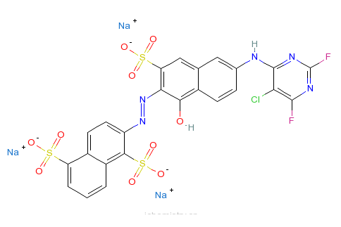 2-[[6-[（5-氯-2,6-二氟-4-嘧啶基）氨基]-1-羥基-3-磺基-2-萘基]偶氮基]萘-1,5-二磺酸鈉鹽