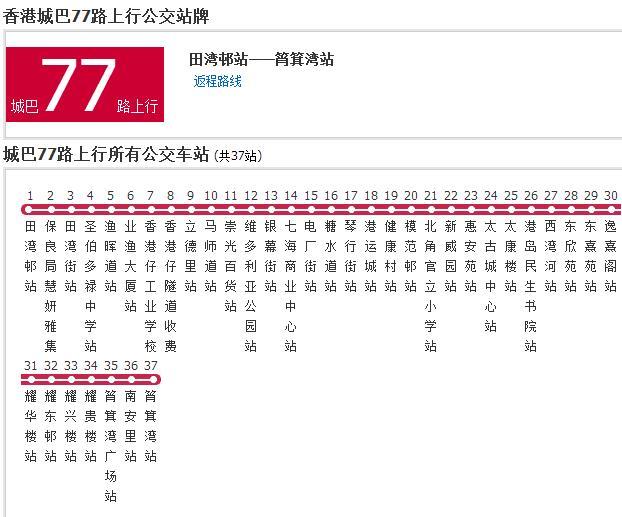 香港公交城巴77路