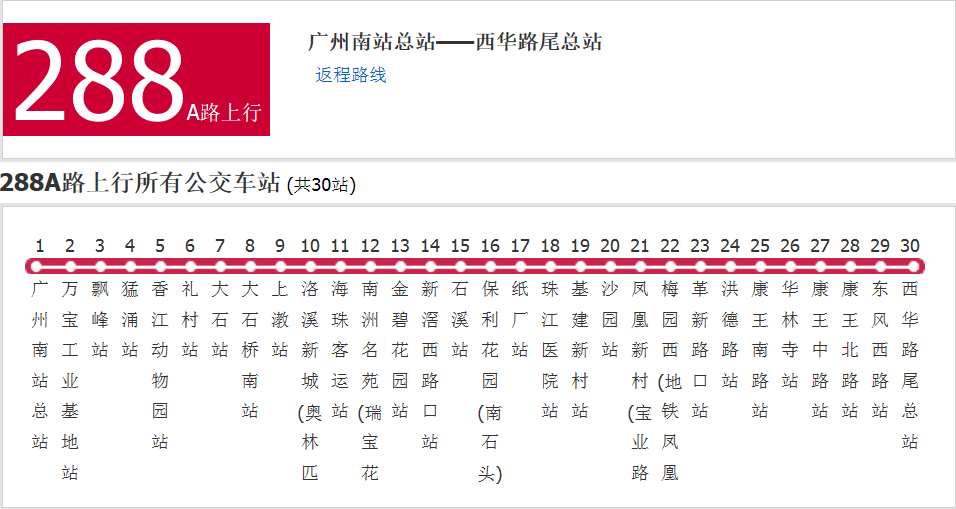 廣州公交288A路