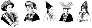 不同瑤族支系頭飾