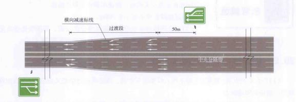 車道數變化標線和標誌設定實例