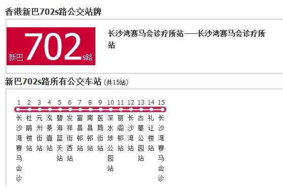 香港公交新巴702s路