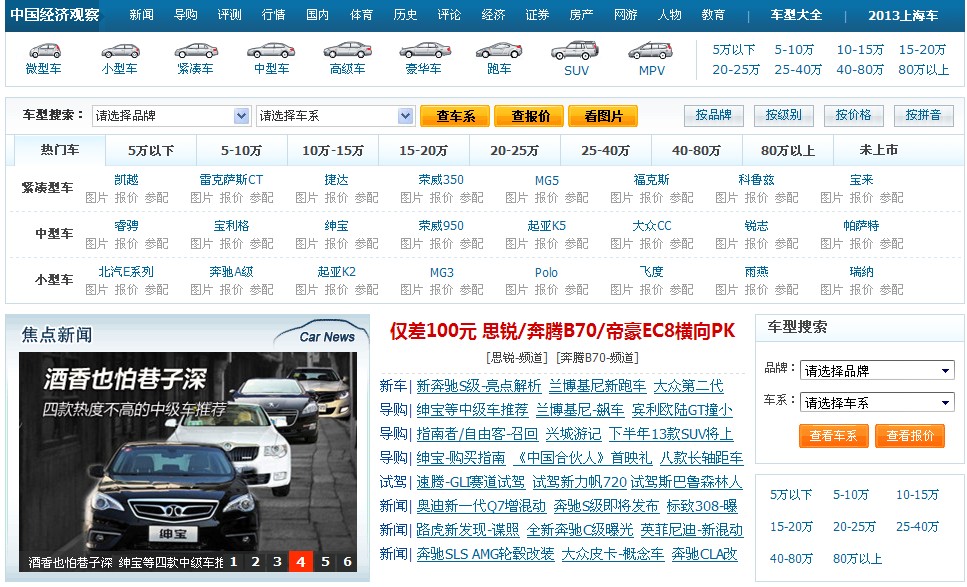 中國經濟觀察網汽車頻道首頁