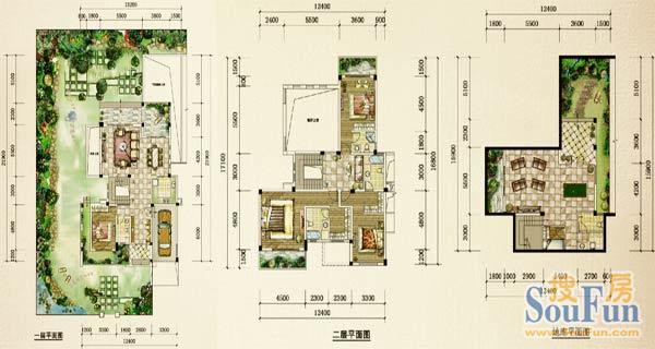 藍光紫檀山紫園A1戶型4室3廳5衛1廚325.00㎡