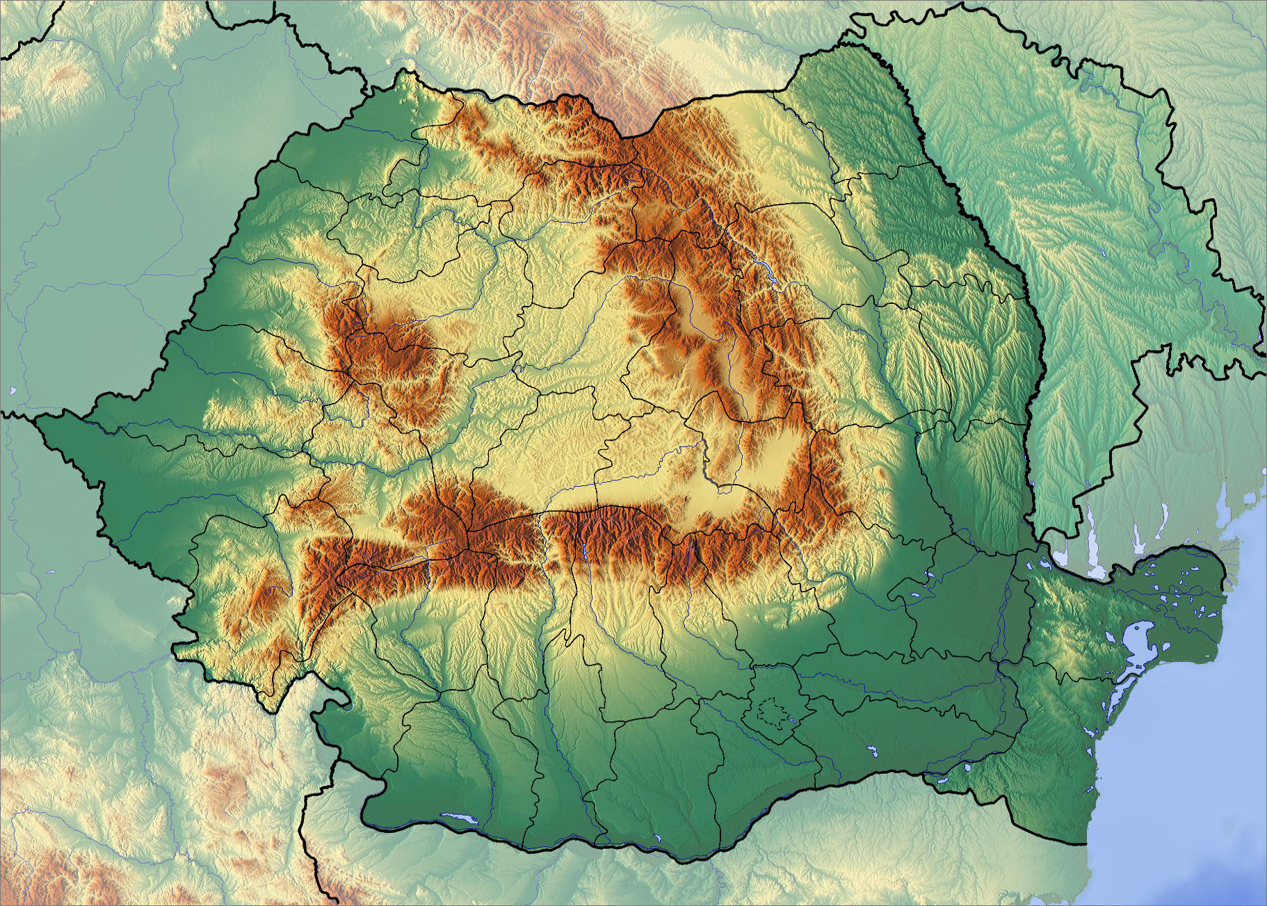 羅馬尼亞地形圖