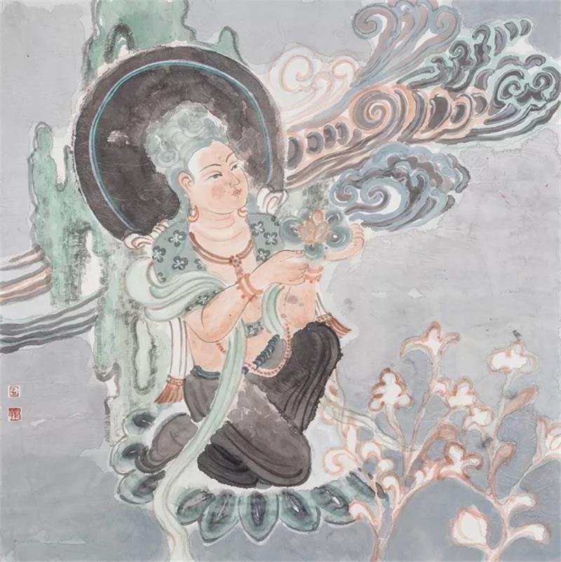 孟冠華—萬法唯心 68cm x 68cm 紙本設色