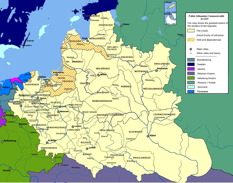 瓦迪斯瓦夫四世統治的聯邦（約1635年）