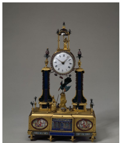 18世紀銅鍍金孔雀開屏人打鐘