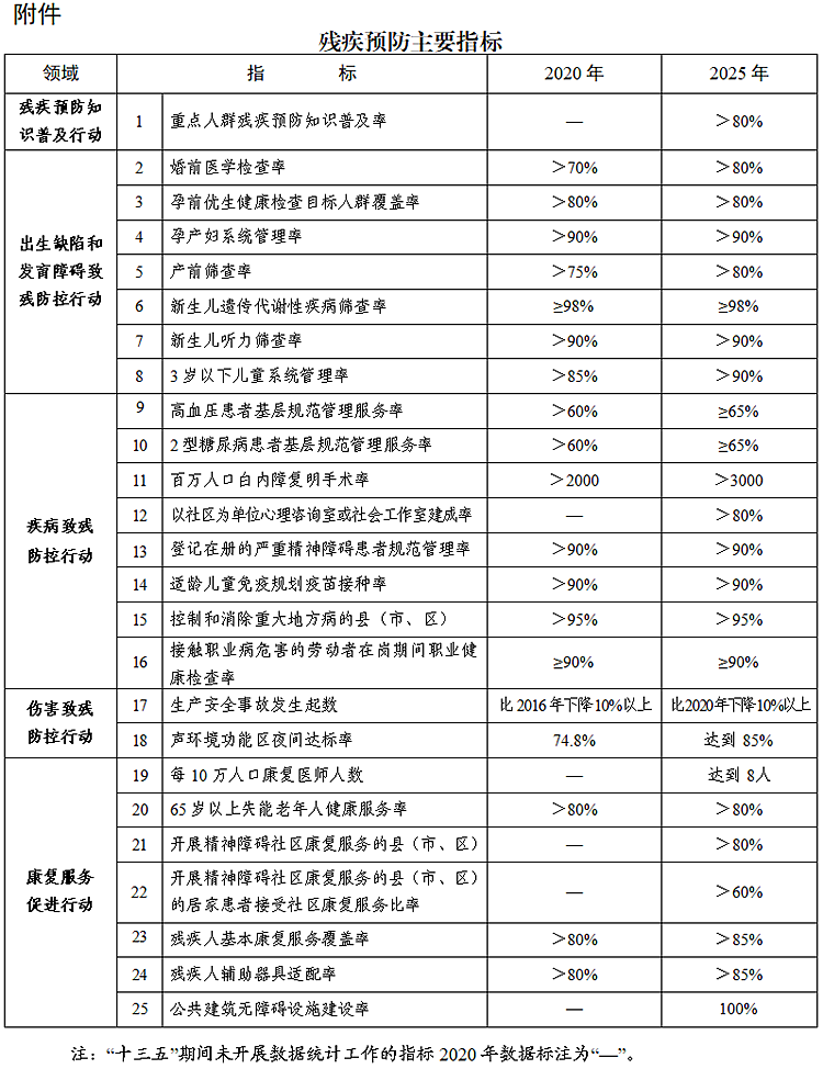 湖南省殘疾預防行動計畫（2022—2025年）