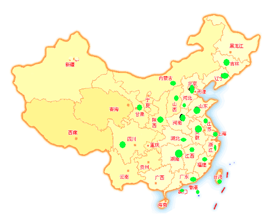 作品收藏在各省市分布圖